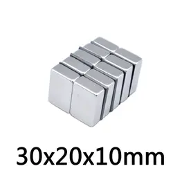 1 шт. Неодимовый Магнит 30x20x10 редкоземельных сильный блок постоянный 30*20*10 мм холодильник Электромагнит NdFeB никель магнитный квадратный