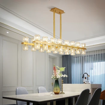 

Modern rectangle crystal chandelier lighting in the living room light fixtures gold led chandeliers kitchen lights decorations