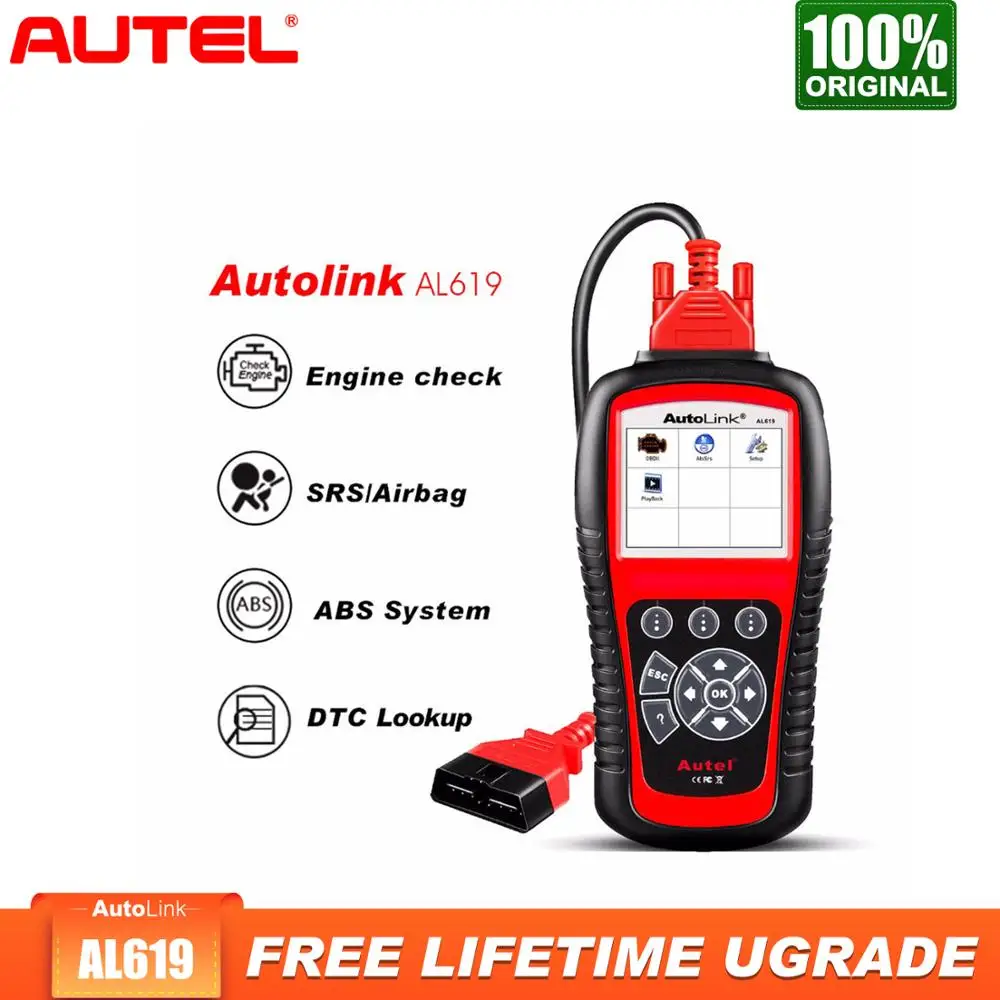 Autel Автоссылка AL619 инструмент диагностики ABS/SRS + может OBD2 сканер автомобиля диагностический OBDII сканер Авто Code Reader Сканер автомобильные