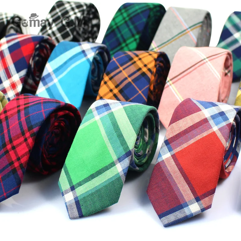 

Brand Ties for Men 100% Cotton Mens Necktie Causal Narrow Plaid Tie For Man Bussines Corbatas Bridegroom Party Slim Neckties