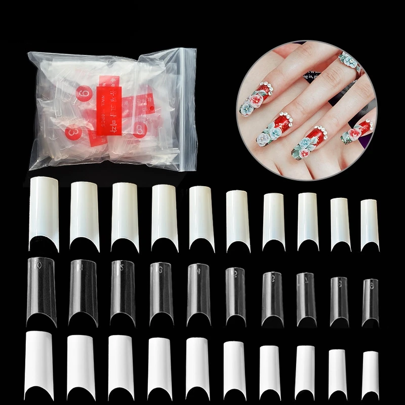 

100/500Pcs Clear White Natural French False Acrylic Nail Tips UV Gel Ultra Flexible Tips Fake Nails Nail Art Manicure Tools