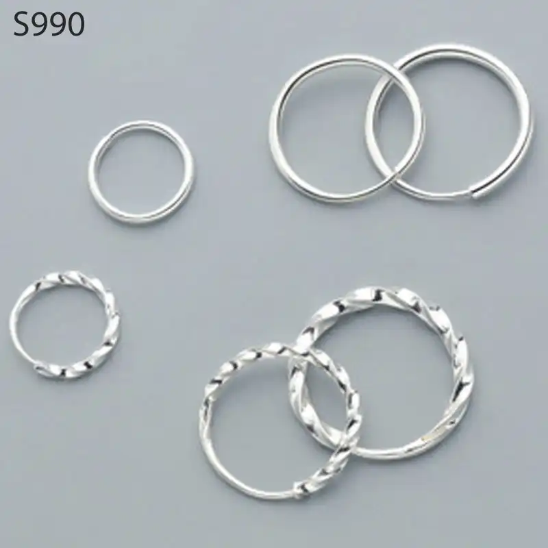 Настоящее чистое Твердое Серебро S990 серьги-кольца для женщин девочек детские ювелирные изделия 925 стерлингового серебра женские круглые се...