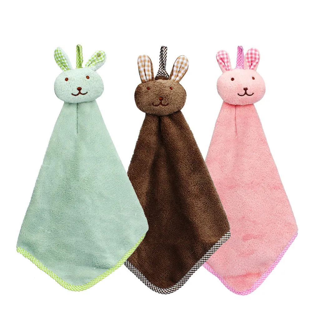 Kitchen Towel Cartoon Rabbit Animal Hanging Cloth Soft Plush Fabric