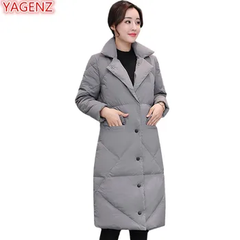 

YAGENZ Women Cotton Coat Winter Jacket Women Parka Coat Long section Women clothing Single-breasted Keep warm Women Red Coat 695