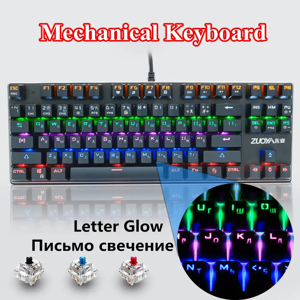 HUOGUOYIN Gaming Keyboard Games Mechanical Keyboard Switch Blue Red//Anti-ghosting U.S Wired Keyboard Hybrid Backlight LED USB PC Laptop for Gamers Keyboard