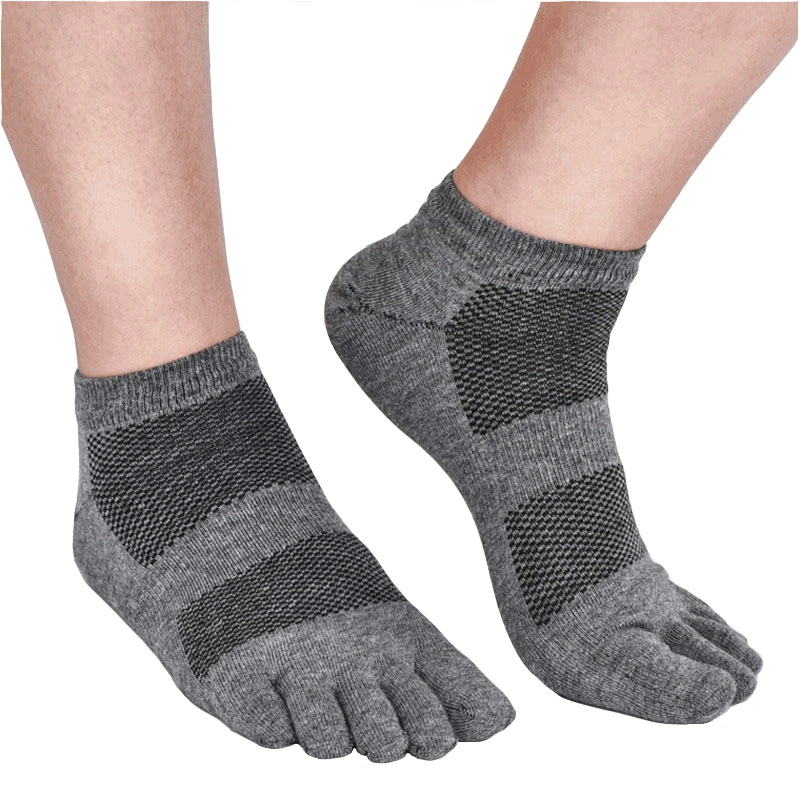 

2 Pair/Lot Men's Sport Socks Five Finger Toe Socks Breathable Mesh Soft Cotton Socks Sweat Absorbent Deodorant Anti-friction