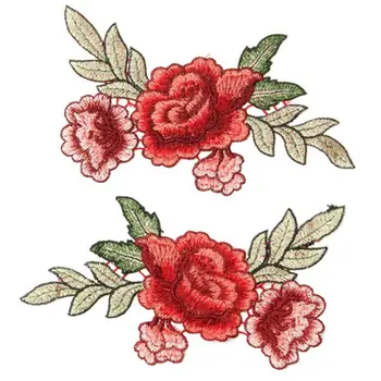

2 x Embroidery Rose Flower Sew On Patch Badge Bag Hat Jeans Dress Applique Craft