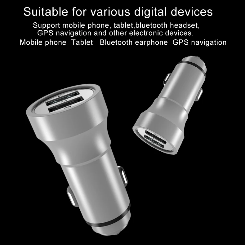 GUSGU Dual USB Автомобильное зарядное устройство для samsung iPhone 3.1A Мини Путешествия телефон зарядное устройство адаптер для мобильного телефона Алюминиевый сплав