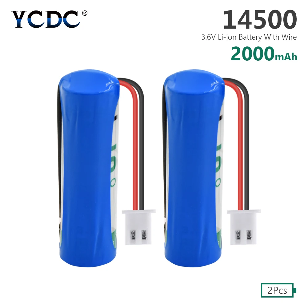 YCDC, высокое качество, новинка, 2 шт. AA 14500 3,6 V 2000mAh литиевая батарея для электрического счетчика LS-14500 ER14505 с вилкой