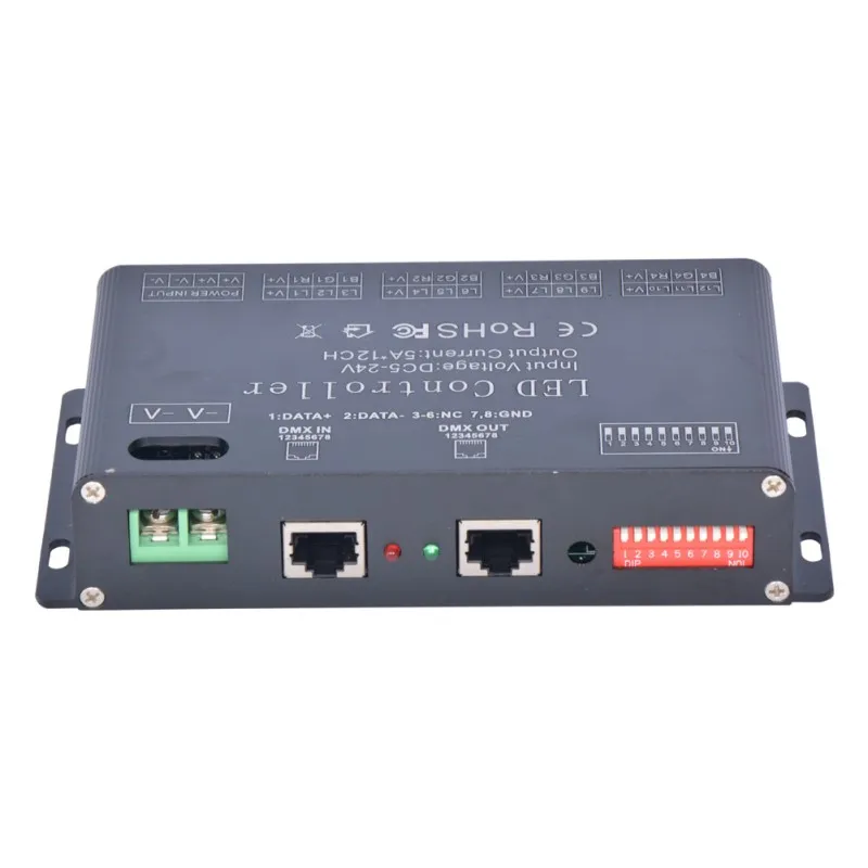 Светодиодный контроллер rgb WS-DMX-12CH dmx512 12 каналов 5в-24в Декодер Диммер для RGB