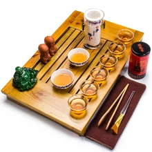 Фарфор Чёрный чай набор для приготовления чая 1 чайник и 6 стеклянные чайные чашки 2 Керамика чайные пиалы Китайский традиционный подарок Чай комплект A032