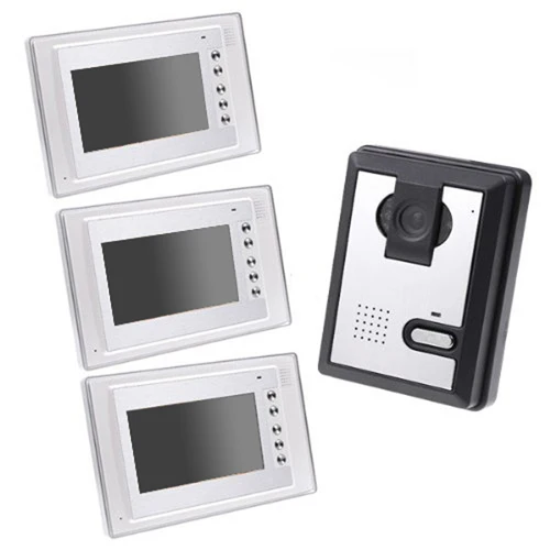 

New Style 7 Inch LCD Color Video Door Phone Doorbell Intercom Kit 1-camera 3-monitor Night Vision
