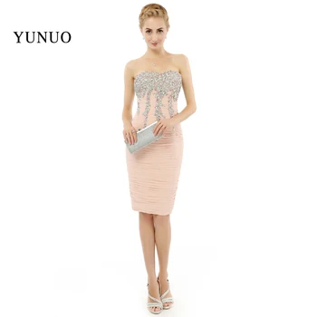 

2019 New Arrival Arabic Vestidos de festa Sleeveless Sweetheart Sexy Evening Dresses Short Shinning Crystal Women Dresses d261