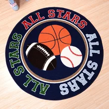 Нейлоновый круглый ковер для детской спальни, спортивные шарики с принтом, круглый детский коврик, нескользящий Детский ковер, используемый для дома, гостиной, спальни