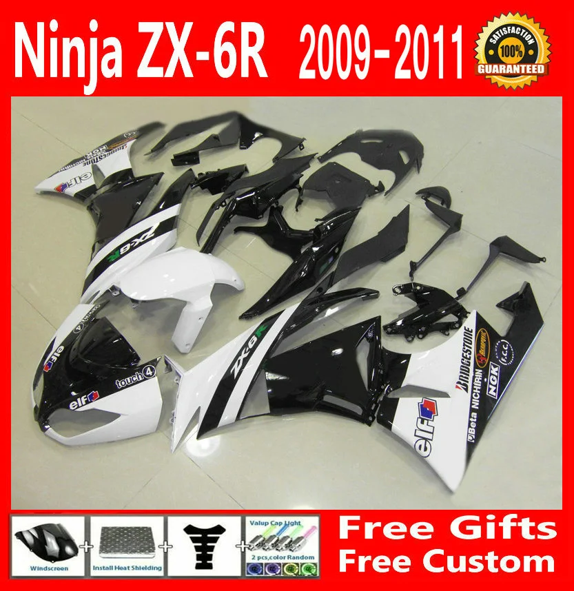 Motorcycle White Fairings Zx6r 2009 2010 2011 Fairing Kit For Kawasaki