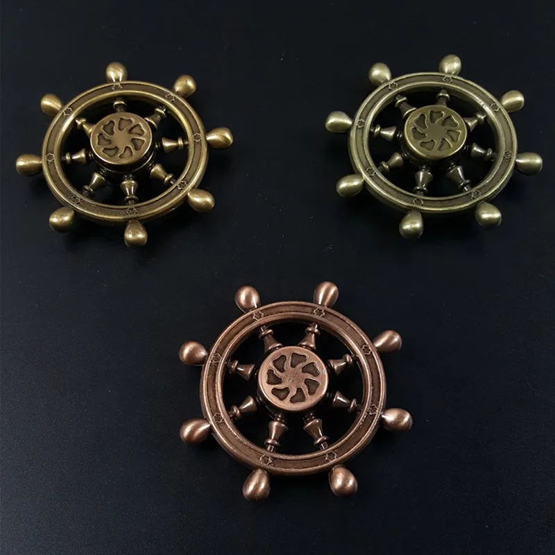 

2017 New Cool Vintage Steering wheel Pirate Ship Rudder Finger Spinner Fidget Spinner and Fidget Toy Adult Toys Metal Aluminium