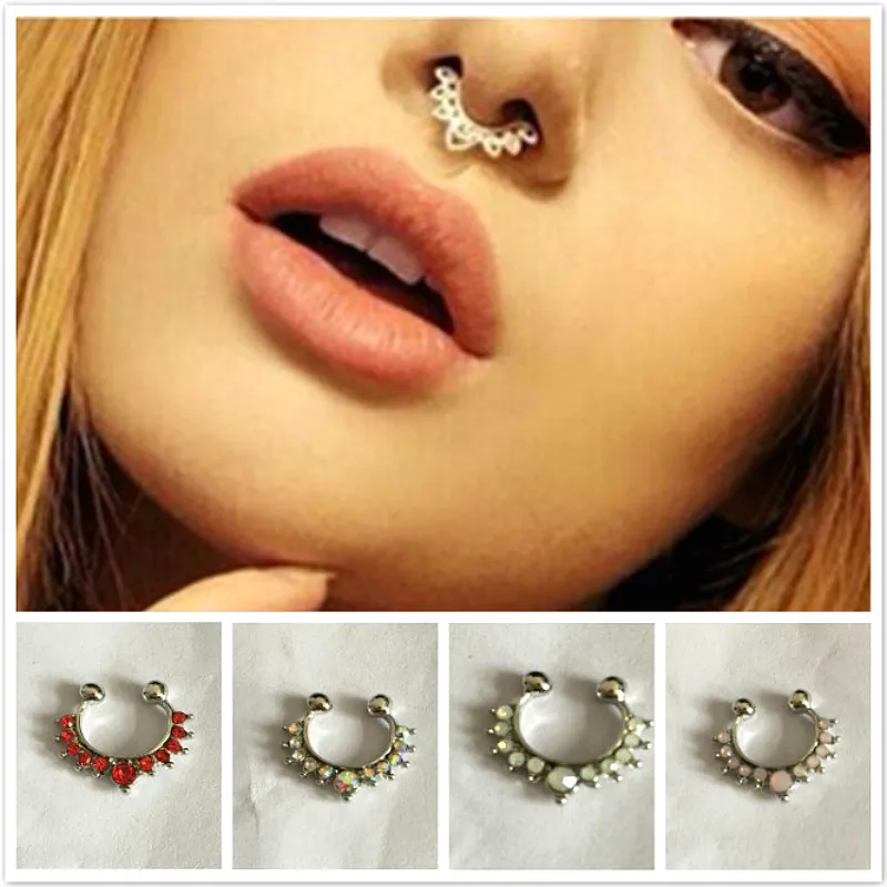 

New Alloy Hoop Nose Ring Nose Piercing Fake Piercing Septum Clicker Numbers Hanger for Women Body Jewelry