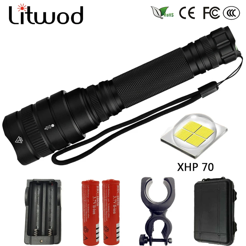 

Z901515 XHP70 Powerful LED flashlight Tactical Zoom torch waterproof Lantern 50000lm Camping hunting light 18650 battery