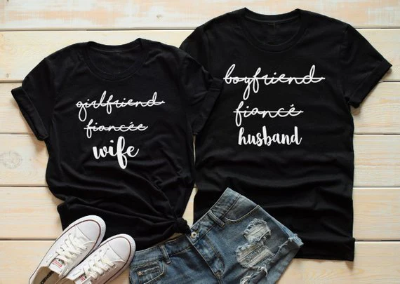 Одинаковая футболка для пары, для свадьбы, для жены, Camisetas, для мужчины, для мужчины, вечерние топы для свадьбы, одинаковые комплекты