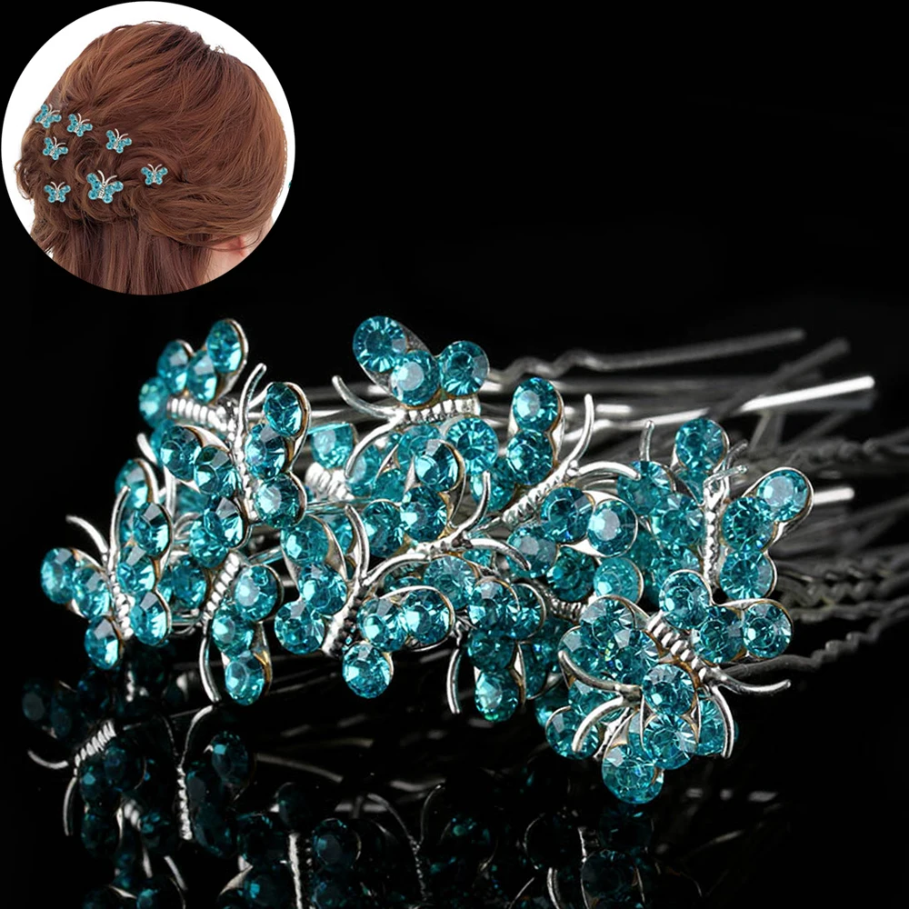 20pcs Lot Rhinestone Butterfly Hair Clips Women Hairpins Wedding