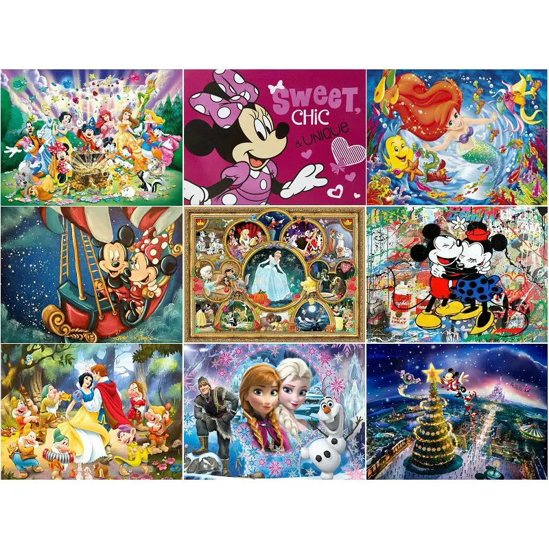 

DIY Diamond Painting Cross Stitch Minnie Pattern 5D Diamond Embroidery Disney Mosaic Picture Resin Full Drill Home Mickey Decor