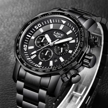 

LIGE Watch Men Fashion Sport Quartz Clock Mens Watches Top Brand Luxury Full Steel Business Waterproof Watch Relogio Masculino