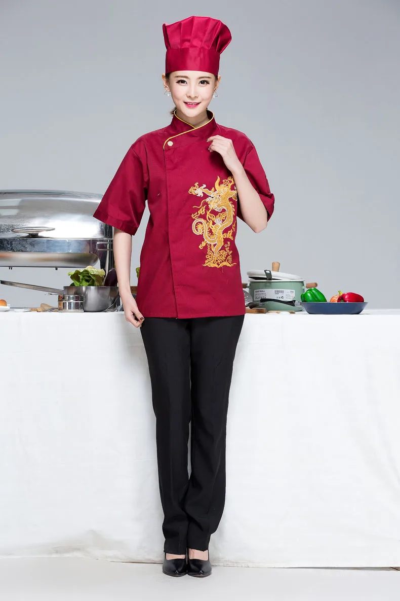 Высококачественная Униформа шеф-повара с коротким рукавом мужская одежда для приготовления пищи плюс размер рубашка для шеф-повара B-6084