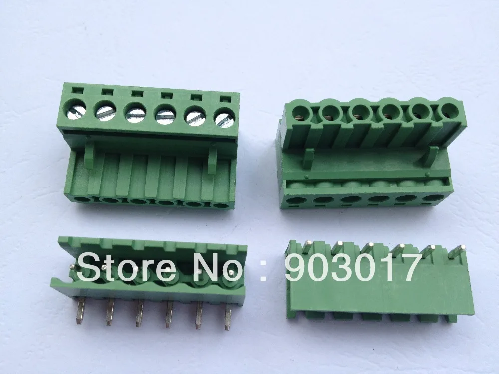 앵글 6way/핀 5.08mm 스크류 터미널 블록 커넥터 플러그 가능 유형 녹색 로트 당 20 개 핫 세일