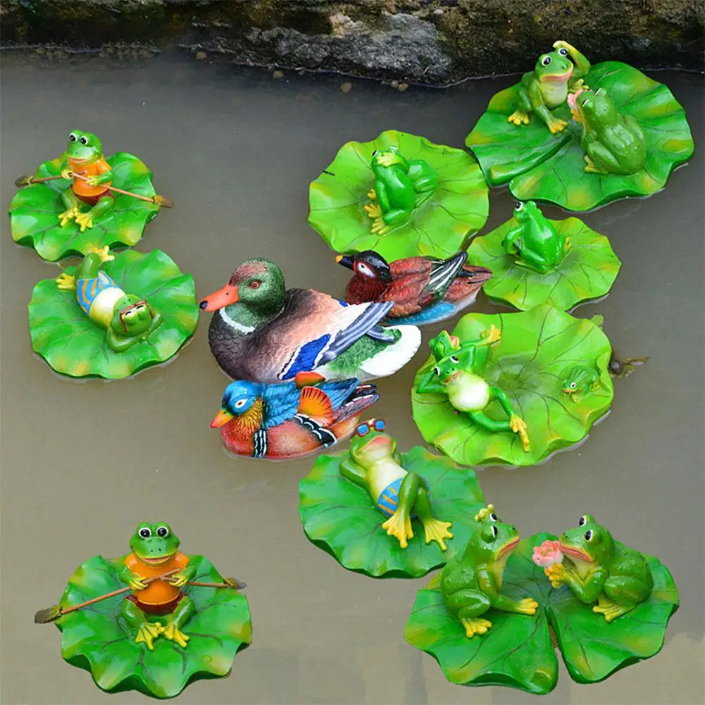 

Garden Solar Fountain Decoration Pool Pond Water Floating Frog Model Decor Sculpture Ornament Resin Toy