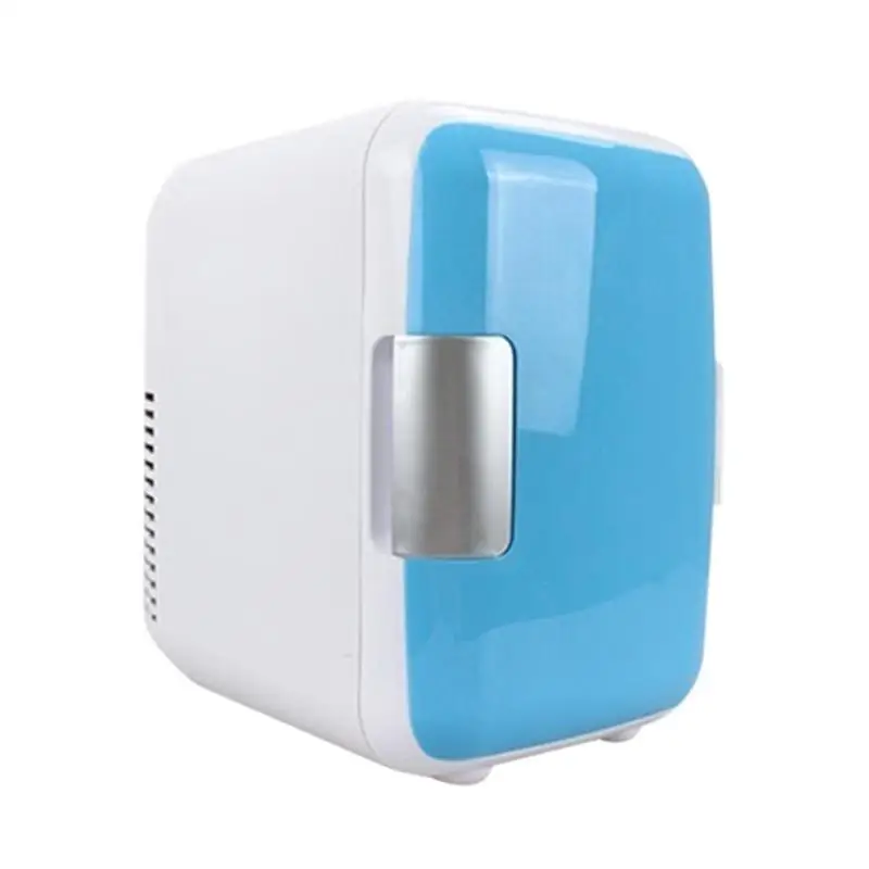 Dual-use 4L Refrigerators Low Noise Car Mini Refrigerators Freezer Box Fridge - Color: (US Car Plug Blue)