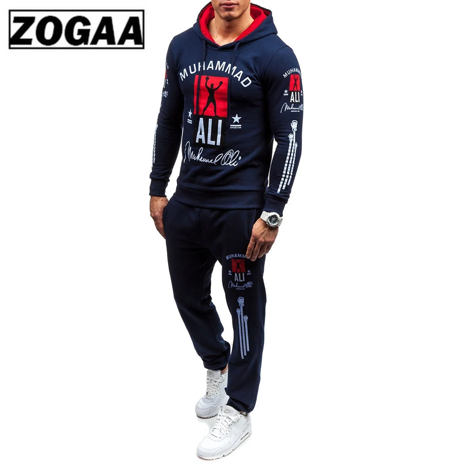 Brand 2 Pieces Top and Pant Spring Thin Set Men Track Suits Leisure Sportswear Man Solid Tracksuits Striped Tracksuit ZOGAA
