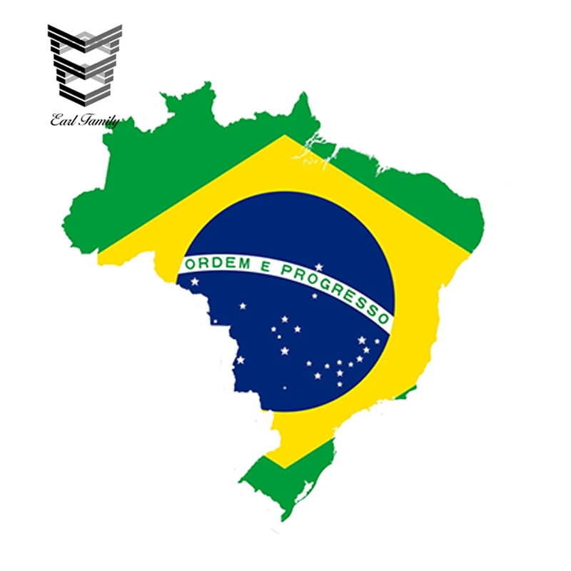 

EARLFAMILY 13cm x 13cm Car Styling Brazil Map Flag Car Sticker Silhouette for Bumper Helmet Fridge Door Waterproof Accessories