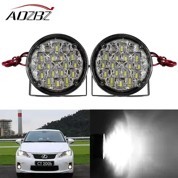 

AOZBZ 2pcs 18 LED Round Car DRL Daytime Running Light Fog Lights Lamp DRL Fog Lamp 12V 6500K Super Bright for Volkswagen ford