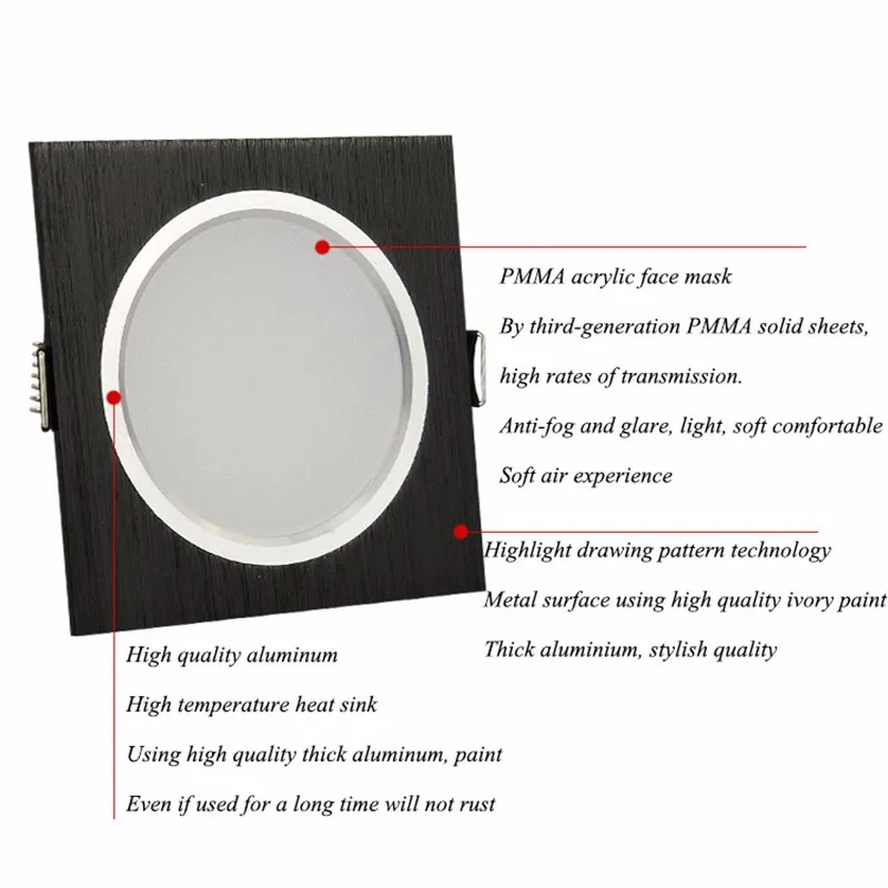 square driverless led down light black-4