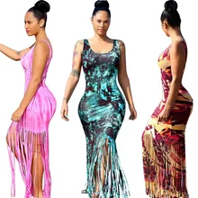 Сари Индийский Хлопок настоящая женская одежда Европа и сексуальная женская пламя печати кисточкой без рукавов жилет платье пляж