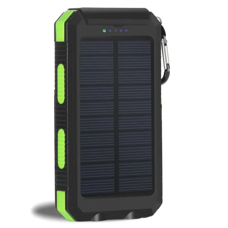 Водонепроницаемый внешний аккумулятор на солнечной батарее, 20000 мА/ч, двойной USB внешний полимерный аккумулятор, внешний светильник, внешний аккумулятор Ferisi - Цвет: Green