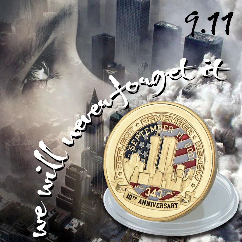 Нью-Йорк 9/11 нормальная позолоченная монета США 11 сентября Соединенные Мы стоим вызов монета для сбора