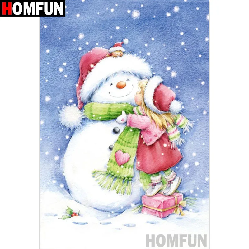 

HOMFUN Full Square/Round Drill 5D DIY Diamond Painting "Christmas snowman" 3D Diamond Embroidery Cross Stitch Home Decor A18538