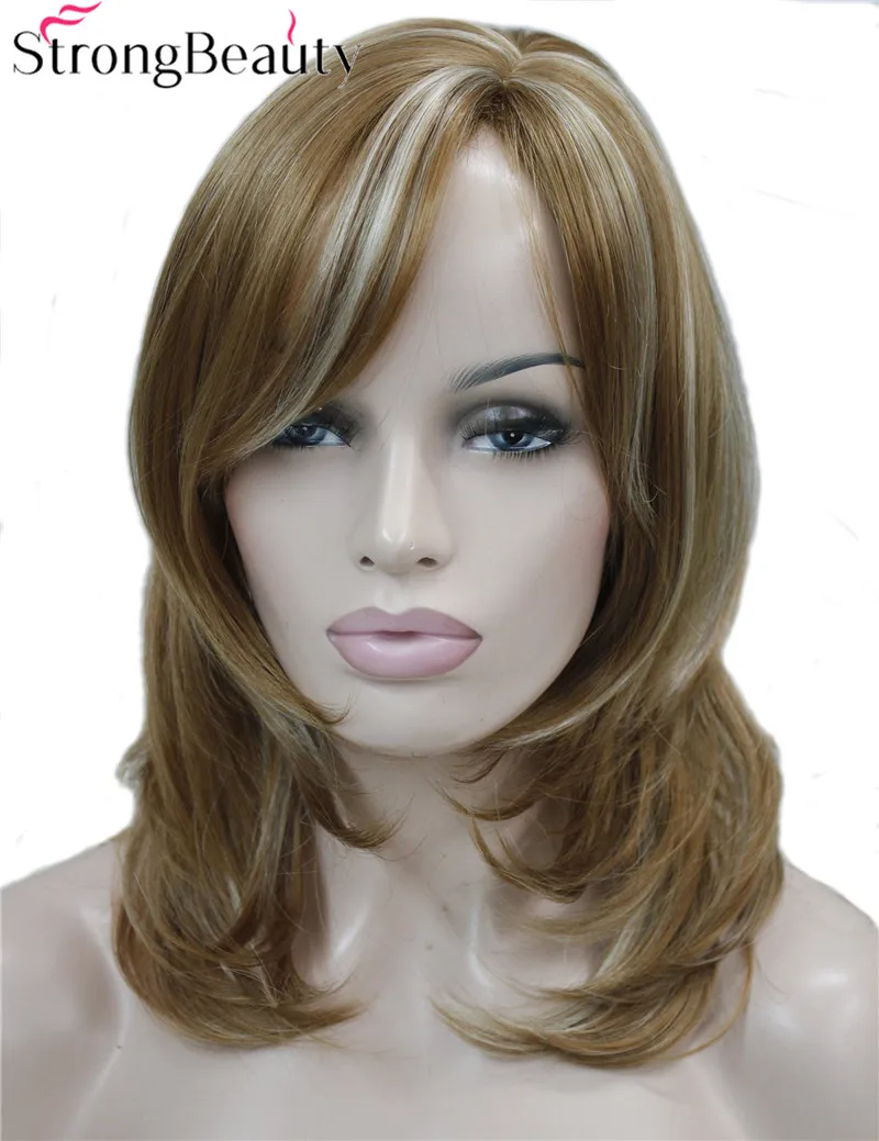 Strong Beauty Synthetic Long Wave Wigs Women Full Streaked Wig For