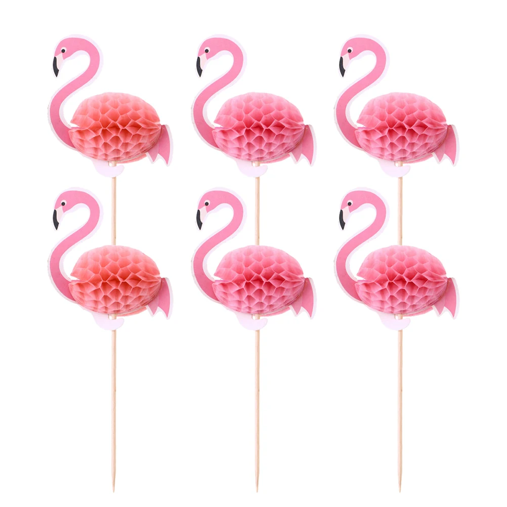 10pcs Hawaii 3D Flamingo Cake Topper Cake Picks Decorating Topper Cupcake Toppers Wedding Decorations Tropical Summer Party