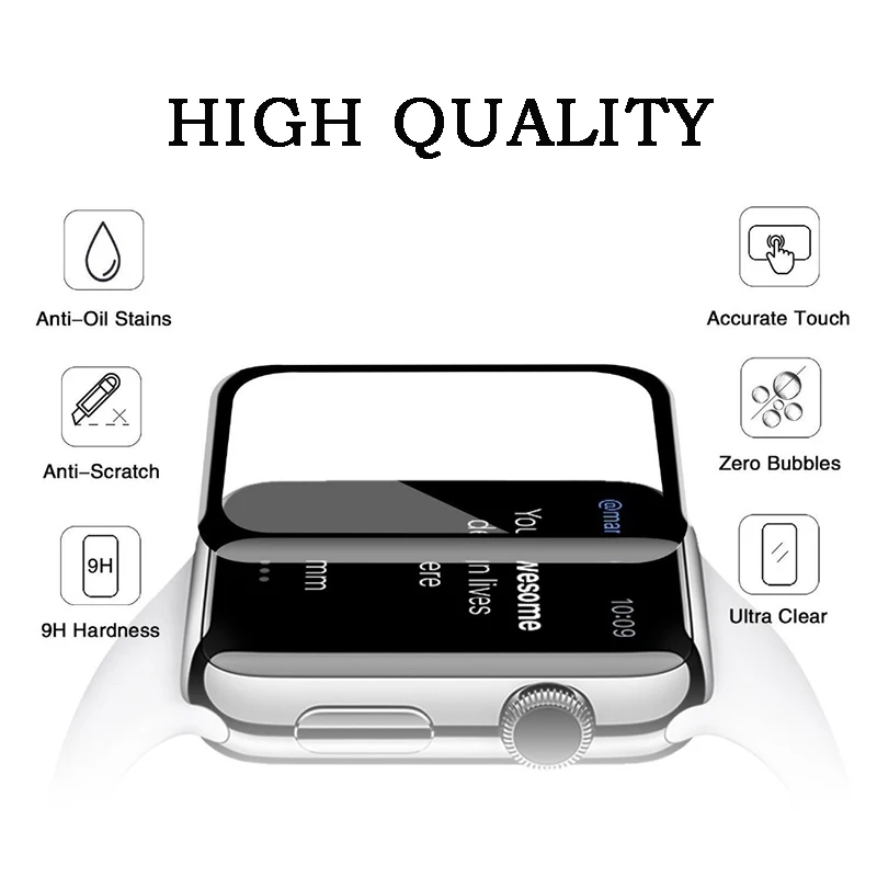 4D Curved Edge Tempered Glass Protective Film 9H Protection For i watch Apple Watch Series 1 2 3 38mm 42mm Screen Protector Film (4)