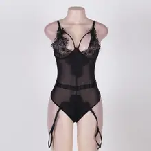 Нижнее белье большого размера Сексуальная цельная Ночная рубашка на бретелях подвязка пижамы