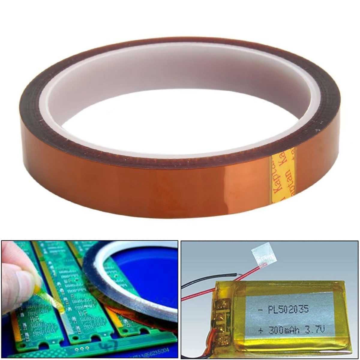 1 Roll Adhesive Polyimide Tape 15mm Width 33m Length High Temperature Heat Resistant Tawny Tape For Transformer Motor