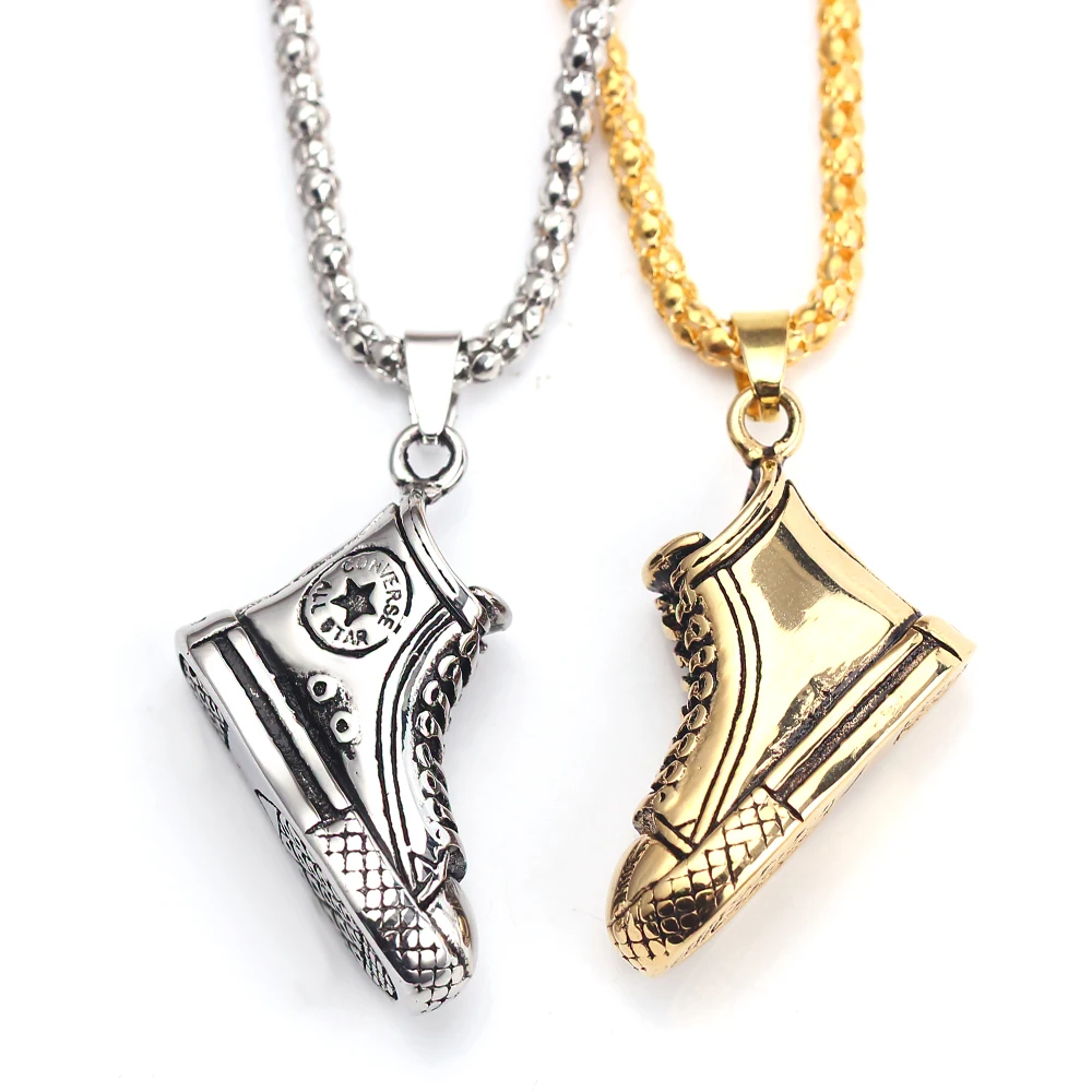 

Fashion Antique Basketball Shoes Pendant Necklace Silver Color Handmade Necklace Hip Hop Jewelry For Sports Men Dropshiping