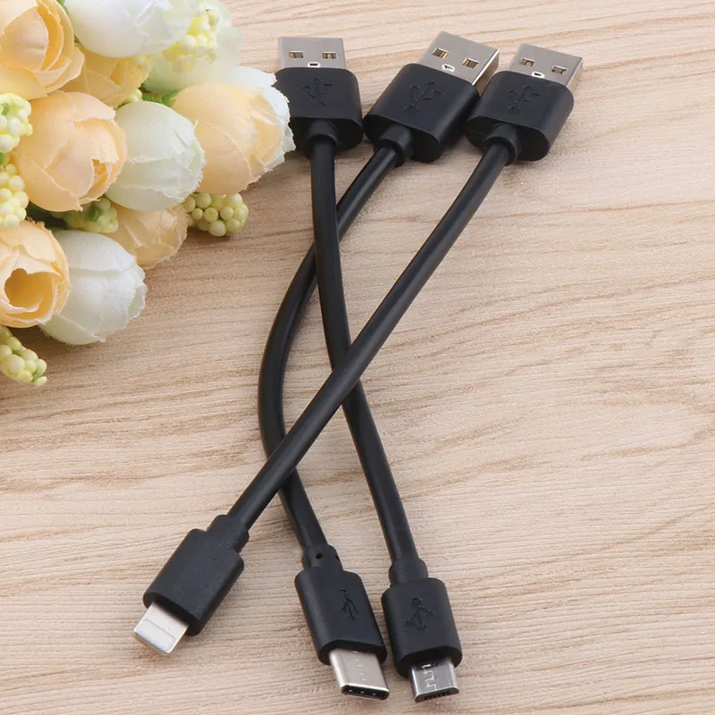15 см короткий Micro USB кабель Type c 8-контактный кабель для быстрой зарядки и синхронизации данных USB кабель-адаптер для iPhone Samsung Xiaomi Huawei