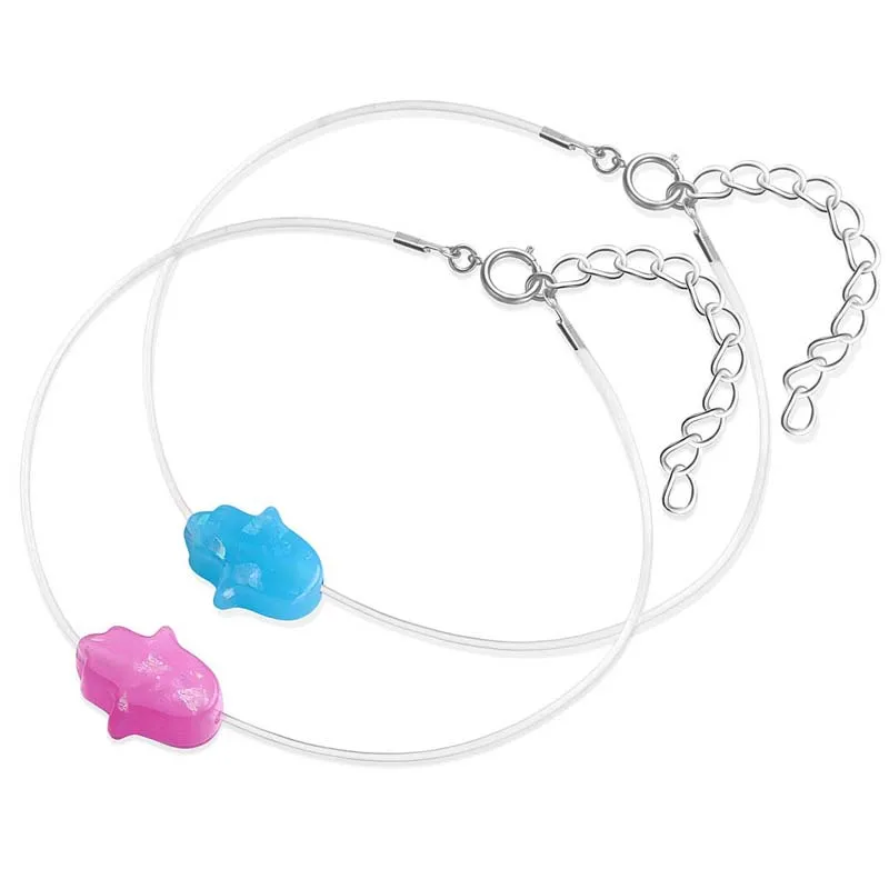Модный браслет на руку “Хамса” для Для женщин простой синий розовый прозрачный опал шармы браслеты «Фатима» милые Лаки ювелирные изделия