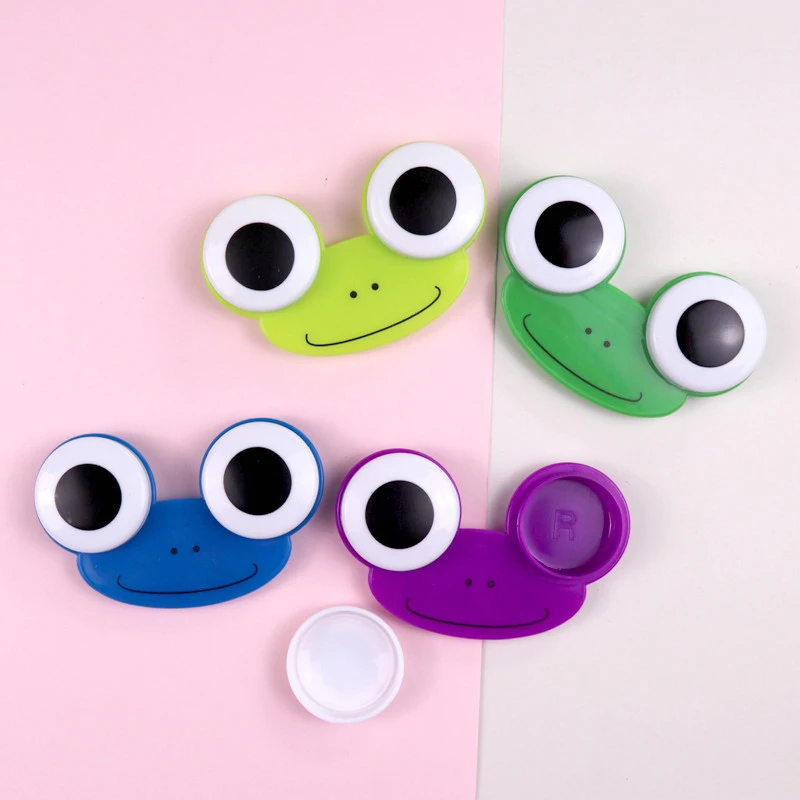 

Cute Frog Companion Box Hygienic Portable Storage Box Invisible Glasses Two Connected Boxes Random Colors