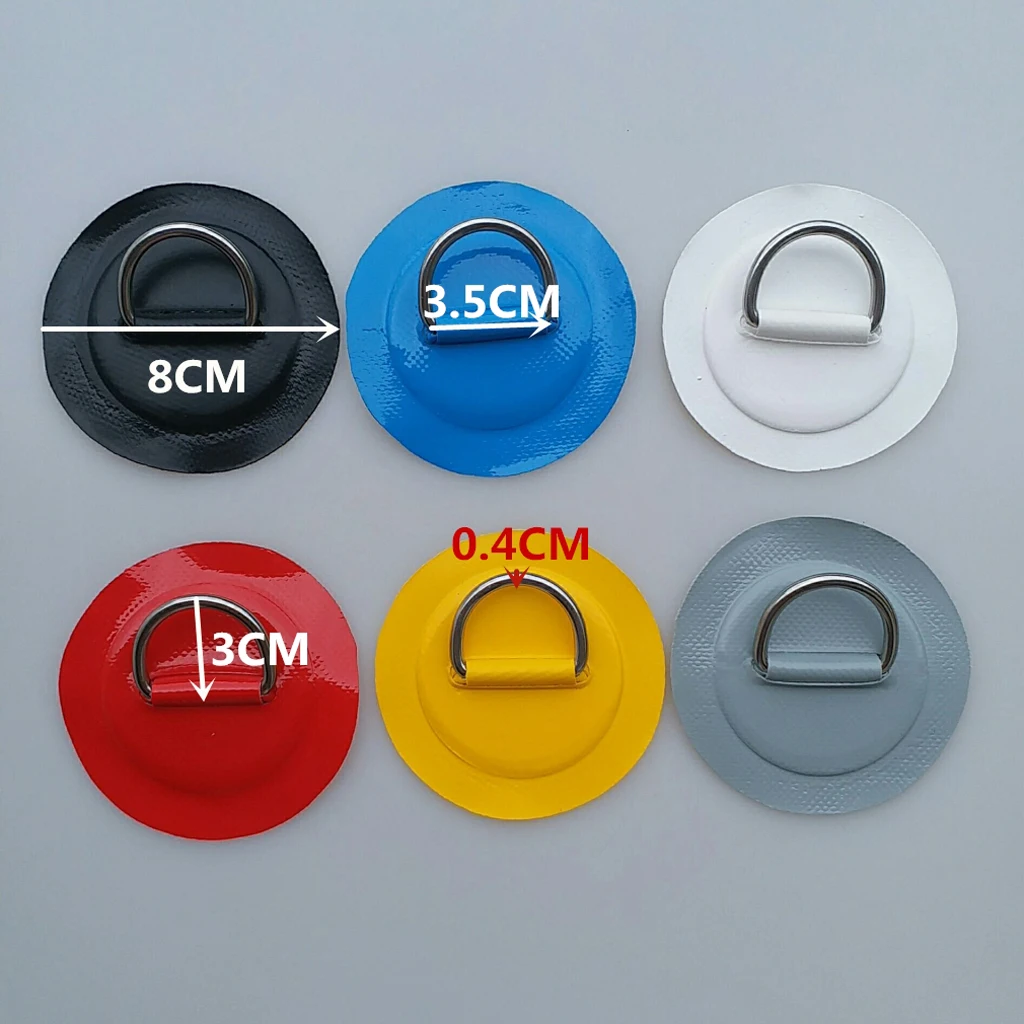 6Pcs Kayak PVC Inflatable Boat Kayak Dinghy Canoe Raft 316 Stainless Steel D-Ring Patch/Pad & Elastic Bungee Rope Cord Tie Down