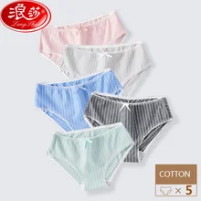 LANGSHA – culotte taille basse pour femmes, Sexy, avec nœud papillon, couleur unie, en coton, Lingerie saine, douce, taille XXL, pièces/ensemble