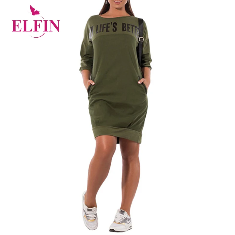 

Harajuku Women Dress Pocket Letter Print Round Neck Dress Plus Size Robe Dresses Large Size Dress Woman Party Vestido SJ1222R